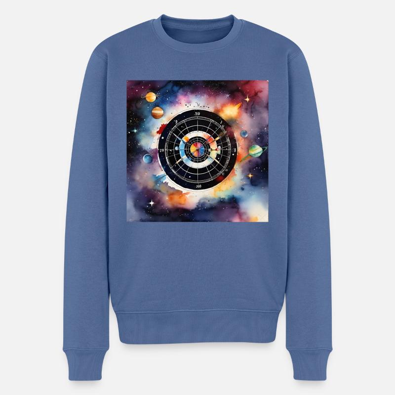 Carnaval de fléchettes cosmiques - Pull Premium bio Homme - bleu pigeon