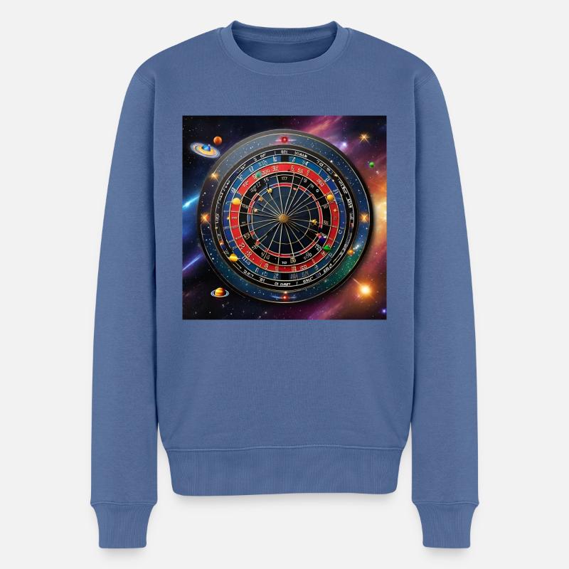 Précision astronomique - Fléchettes dans l’espace - Pull Premium bio Homme - bleu pigeon