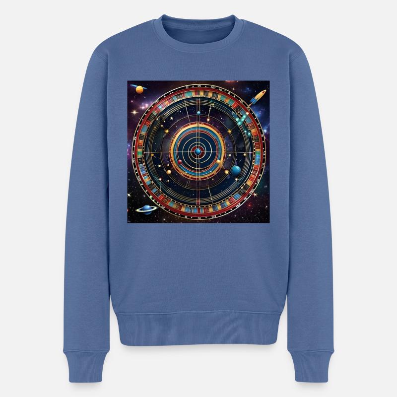 Planetare Präzision - Kosmische Dartscheibe - Männer Premium Bio Pullover - Taubenblau