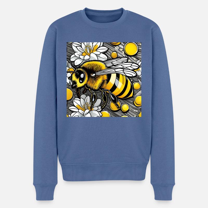 Niedliche Biene - Männer Premium Bio Pullover - Taubenblau