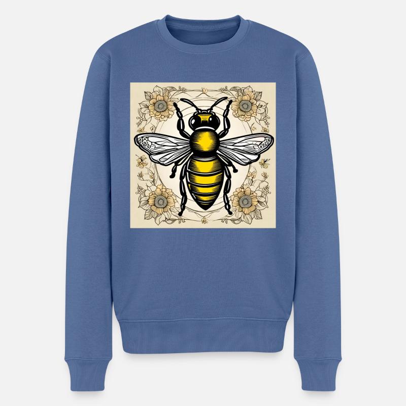 Abeille - Pull Premium bio Homme - bleu pigeon