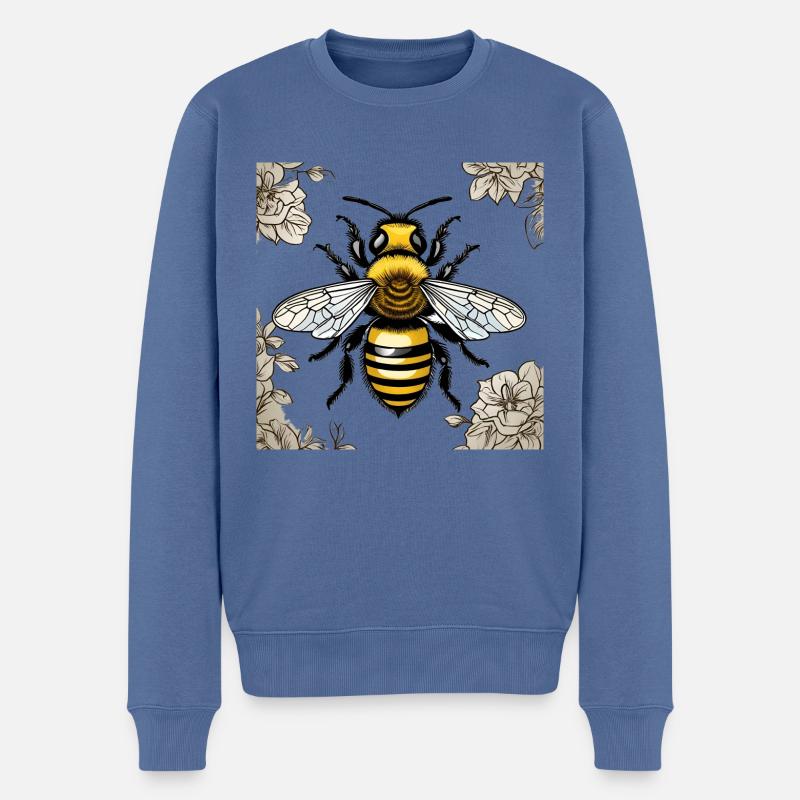 Abeille - Pull Premium bio Homme - bleu pigeon