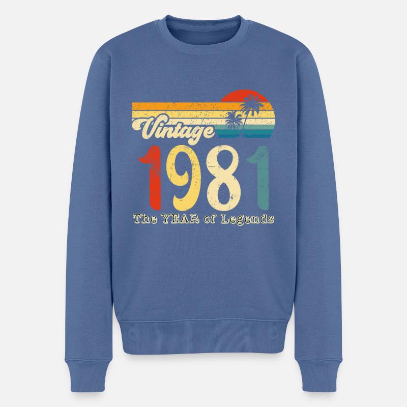 Millésime 1981 - Pull Premium bio Homme - bleu pigeon