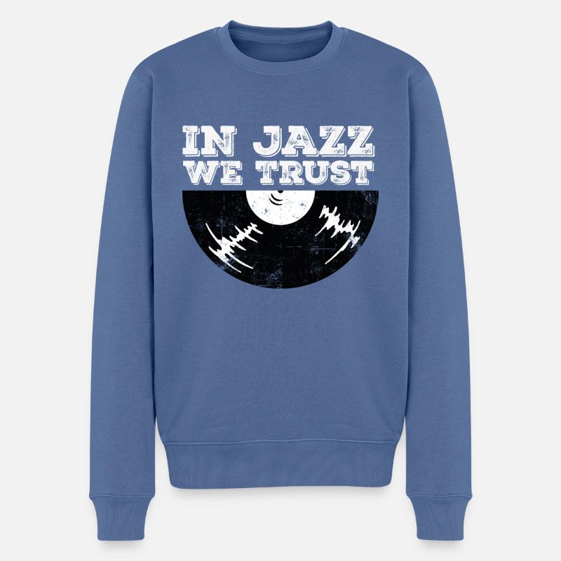 In Jazz we Trust - Männer Premium Bio Pullover - Taubenblau