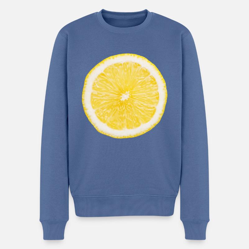 Zitrone - Männer Premium Bio Pullover - Taubenblau