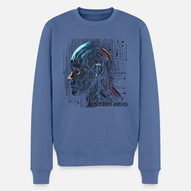 Digital Mind - Männer Premium Bio Pullover - Taubenblau