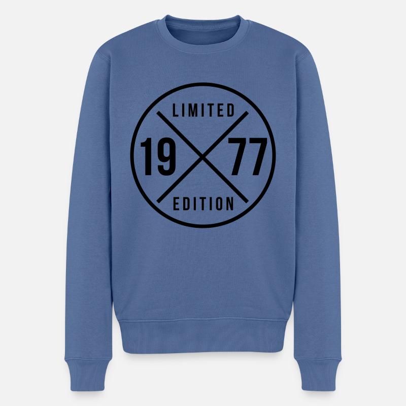 1977 Kreis Geburtstag Geschenk Farbwechsel - Männer Premium Bio Pullover - Taubenblau