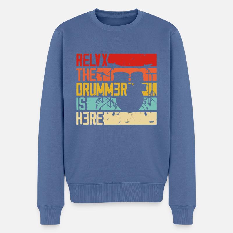 Relax the Drummer is Here - Männer Premium Bio Pullover - Taubenblau
