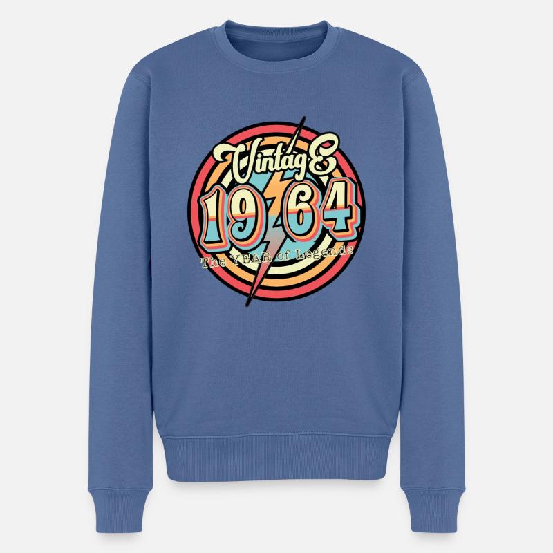 Millésime 1964 - Pull Premium bio Homme - bleu pigeon