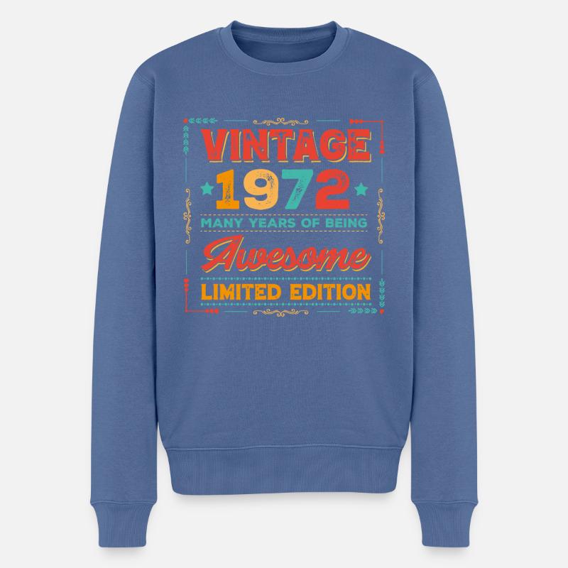 Millésime 1972 - Pull Premium bio Homme - bleu pigeon