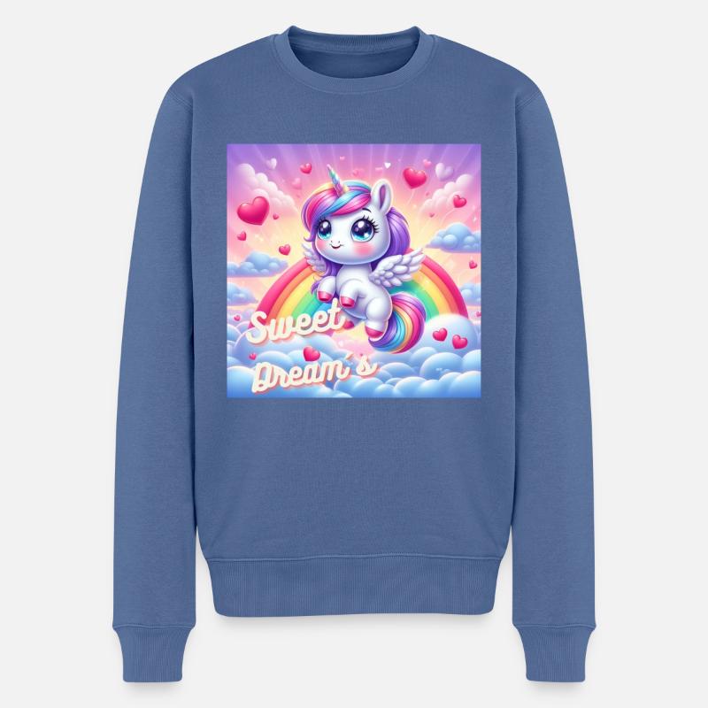 Süßes Einhorn - Männer Premium Bio Pullover - Taubenblau