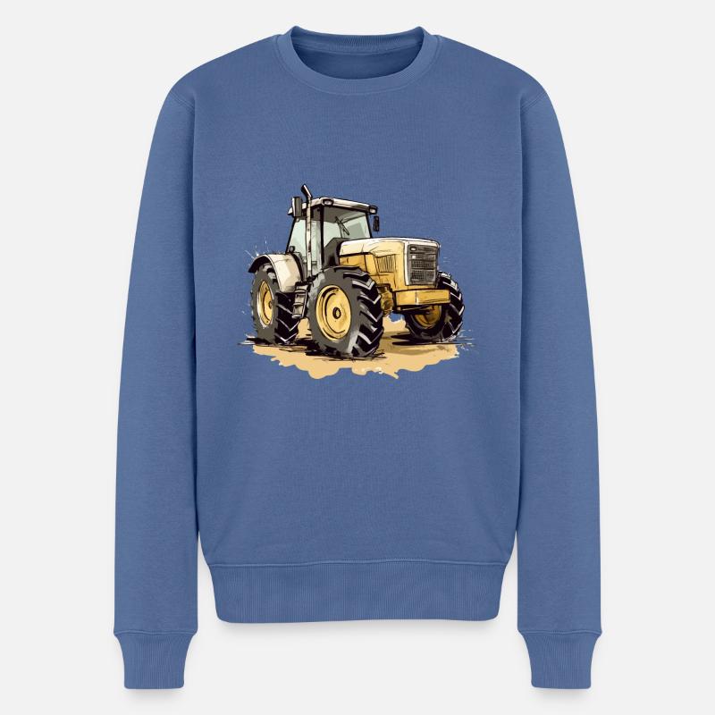 Tracteur jaune n°3 - Pull Premium bio Homme - bleu pigeon