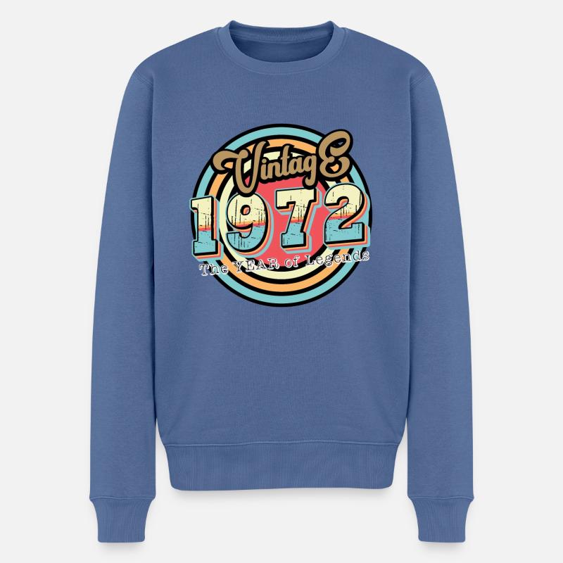 Millésime 1972 - Pull Premium bio Homme - bleu pigeon