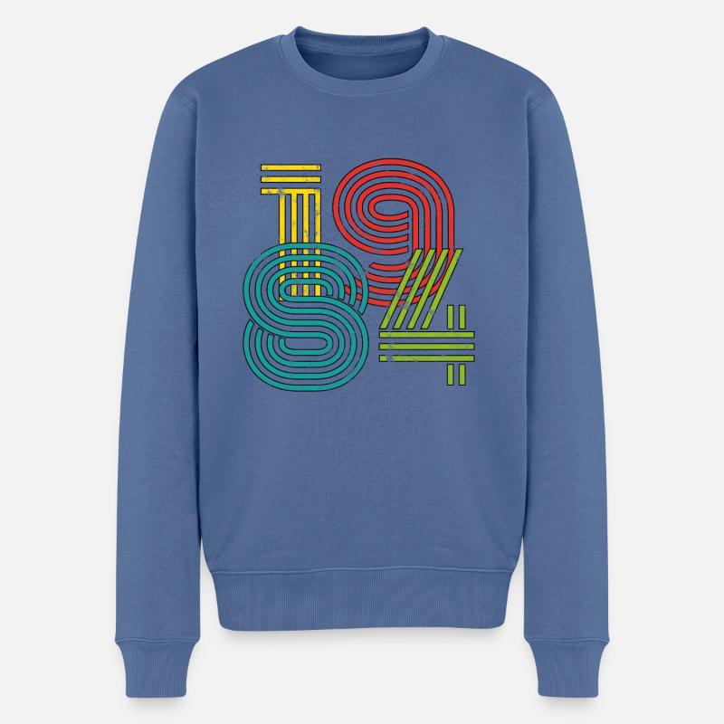 1984 Vintage - Männer Premium Bio Pullover - Taubenblau