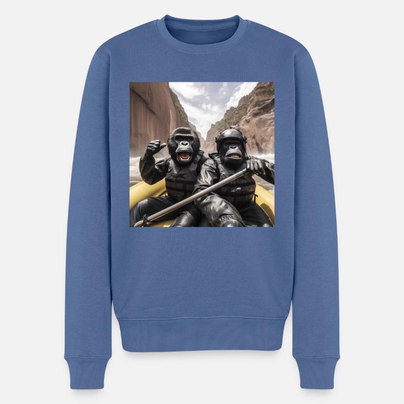 Rafting Gorillas - Männer Premium Bio Pullover - Taubenblau