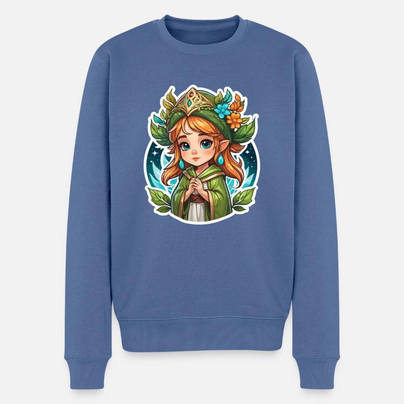 Druide Niedlich Illustration - Männer Premium Bio Pullover - Taubenblau