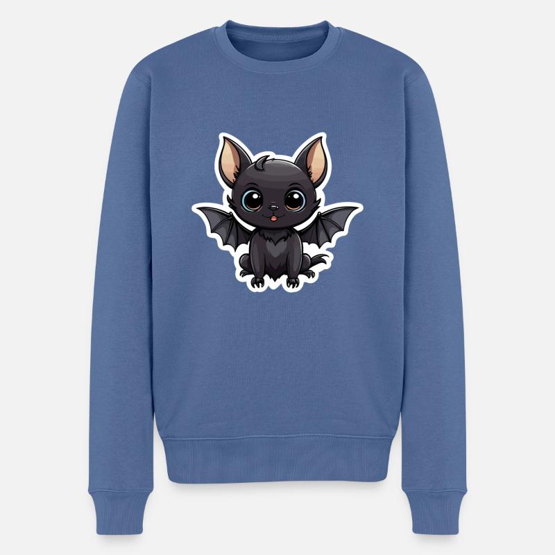 Fledermaus Niedlich Illustration - Männer Premium Bio Pullover - Taubenblau