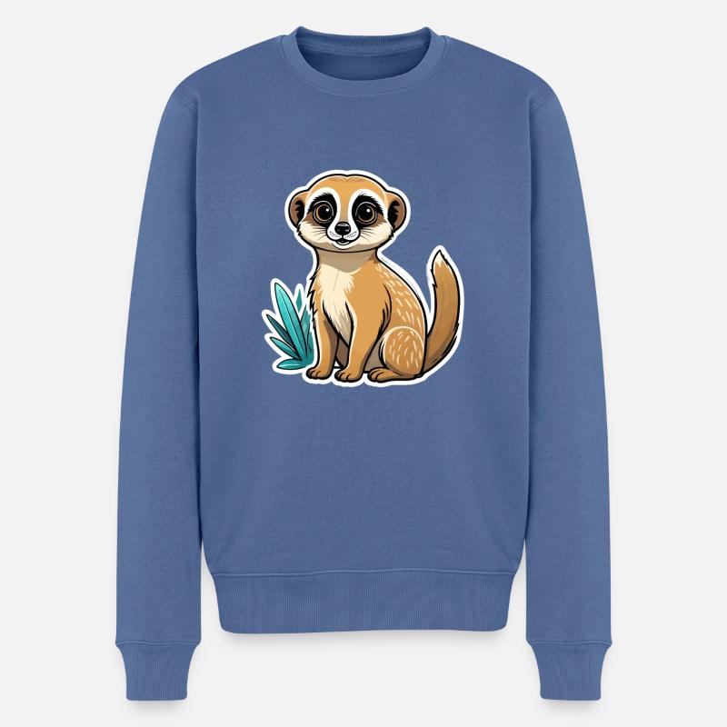 Erdmännchen Niedlich Illustration - Männer Premium Bio Pullover - Taubenblau