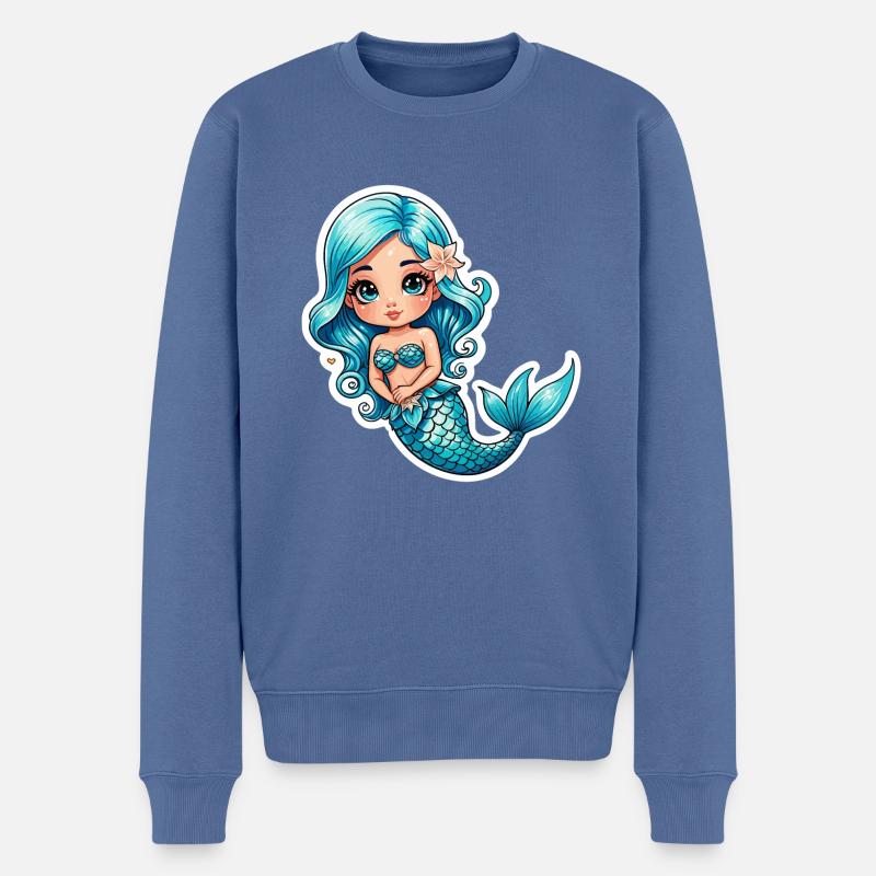 Meerjungfrau Fantasy Illustration - Männer Premium Bio Pullover - Taubenblau
