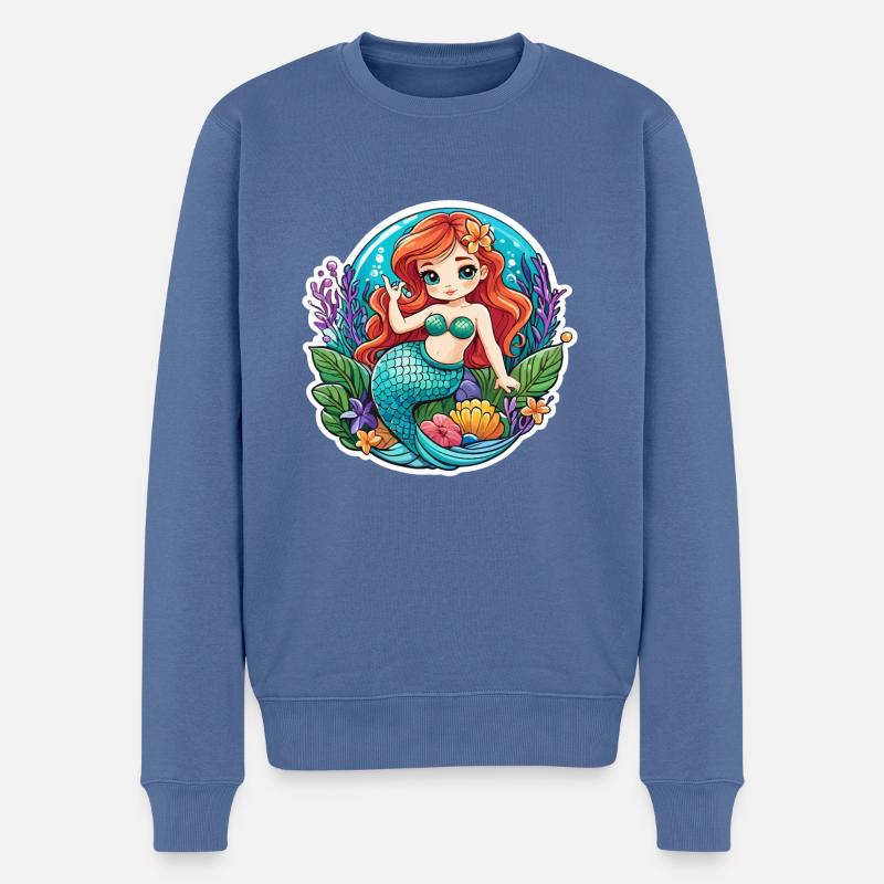 Meerjungfrau Fantasy Illustration - Männer Premium Bio Pullover - Taubenblau