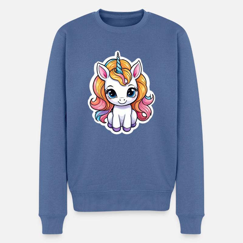 Einhorn Illustration - Männer Premium Bio Pullover - Taubenblau
