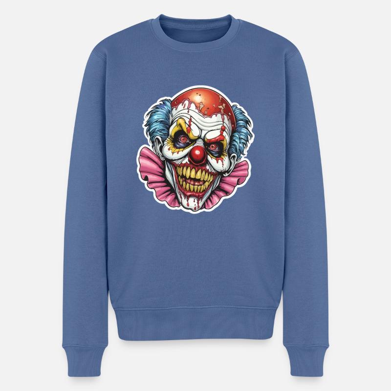 Zombie Clown Illustration - Männer Premium Bio Pullover - Taubenblau