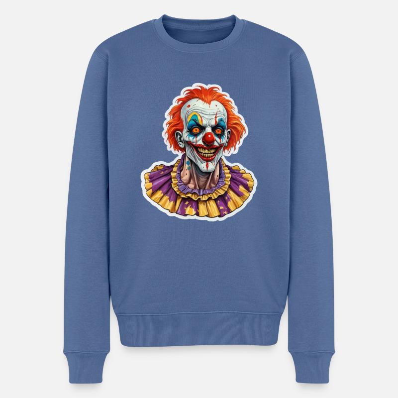 Zombie Clown Illustration - Männer Premium Bio Pullover - Taubenblau