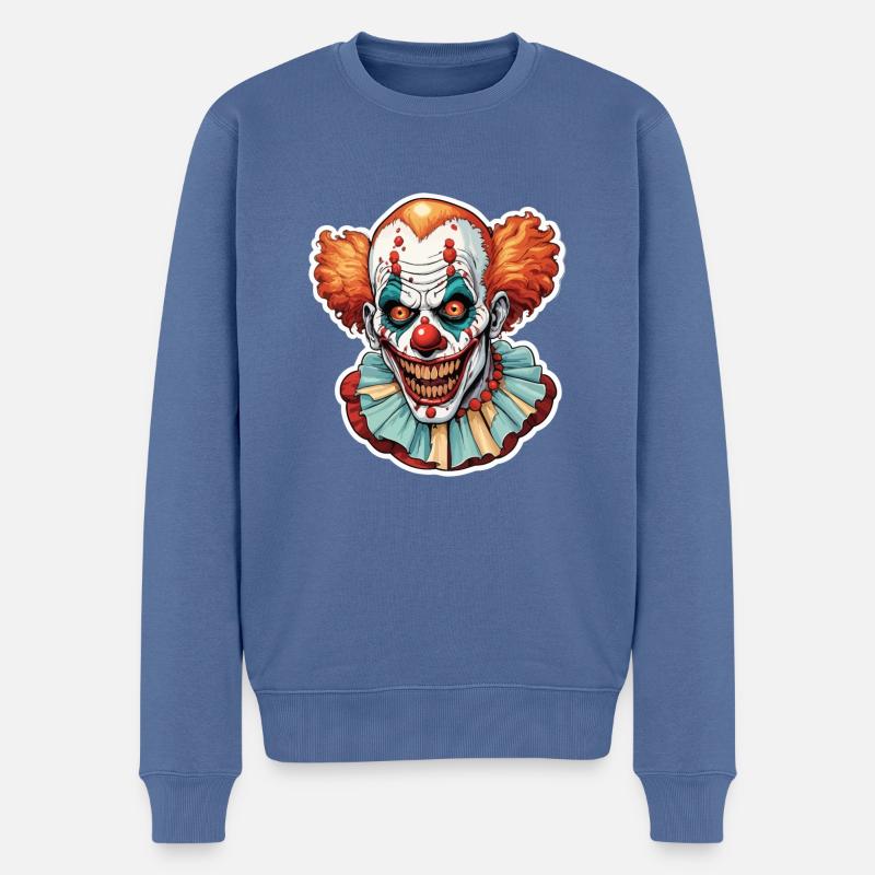 Zombie Clown Illustration - Männer Premium Bio Pullover - Taubenblau