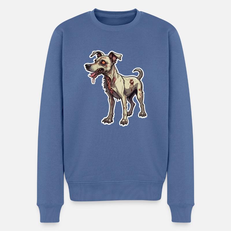 Zombie Hund Illustration - Männer Premium Bio Pullover - Taubenblau