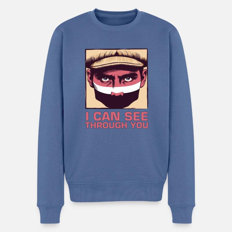 Ich kann dich durchschauen - Männer Premium Bio Pullover - Taubenblau