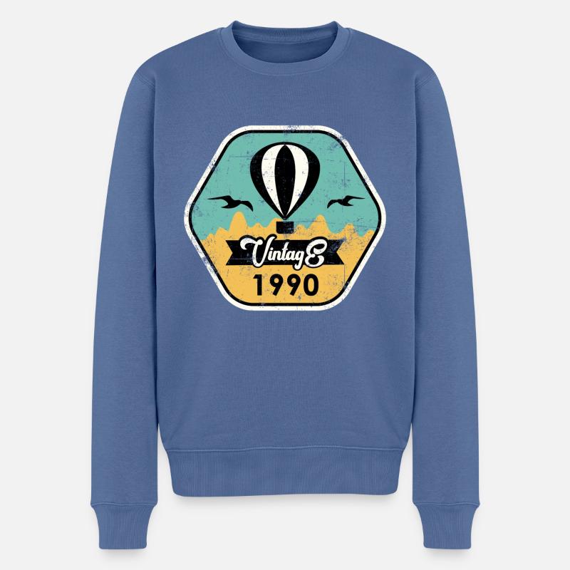 Millésime 1990 - Pull Premium bio Homme - bleu pigeon