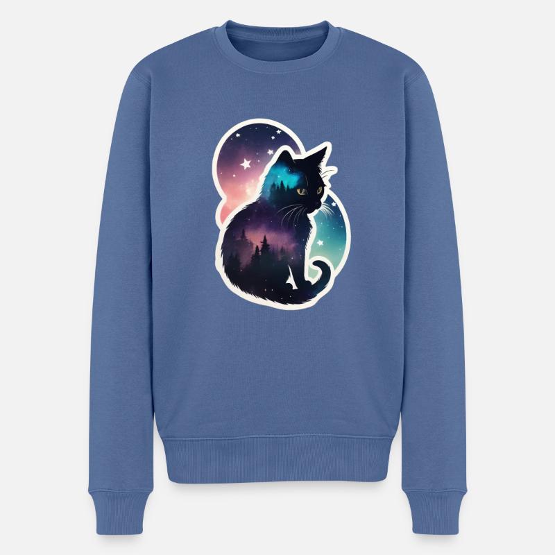 Chat dans les étoiles - Pull Premium bio Homme - bleu pigeon