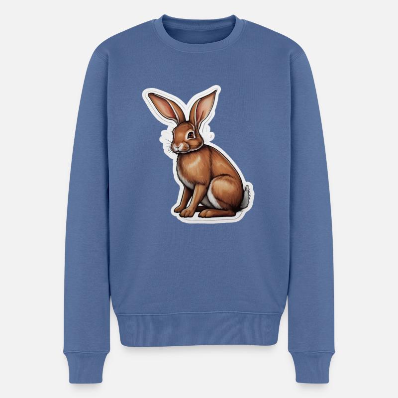 Hase Ostern Süß - Männer Premium Bio Pullover - Taubenblau
