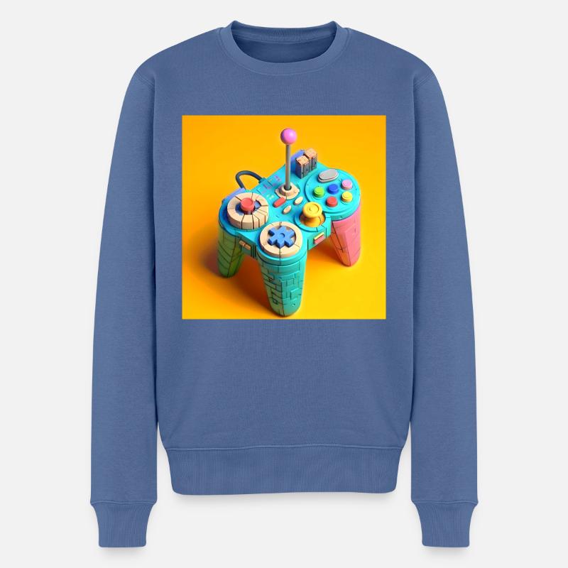 Joystick 11 - Männer Premium Bio Pullover - Taubenblau