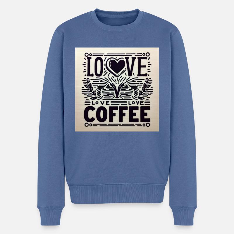Ich liebe Kaffee - Männer Premium Bio Pullover - Taubenblau