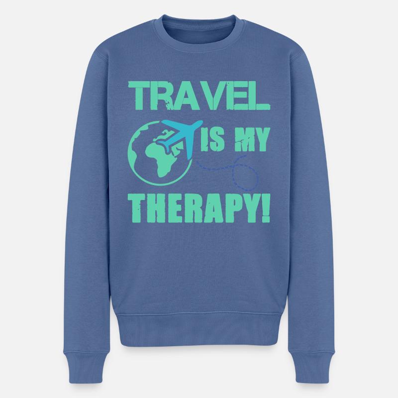 travel therapy 1 - Männer Premium Bio Pullover - Taubenblau