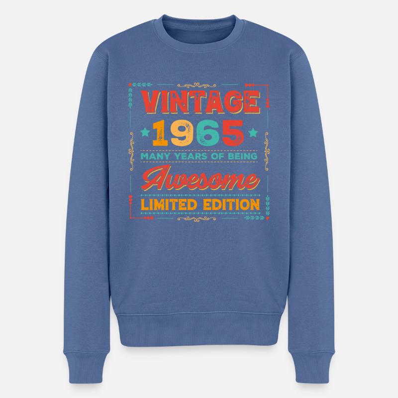 Millésime 1965 - Pull Premium bio Homme - bleu pigeon