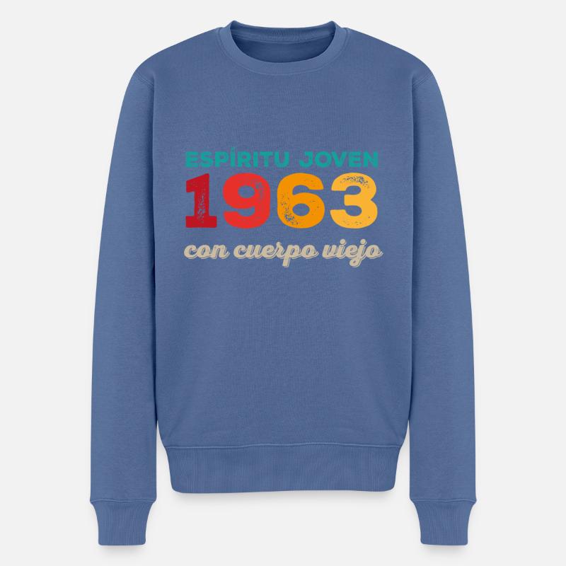 Millésime 1963 - Pull Premium bio Homme - bleu pigeon