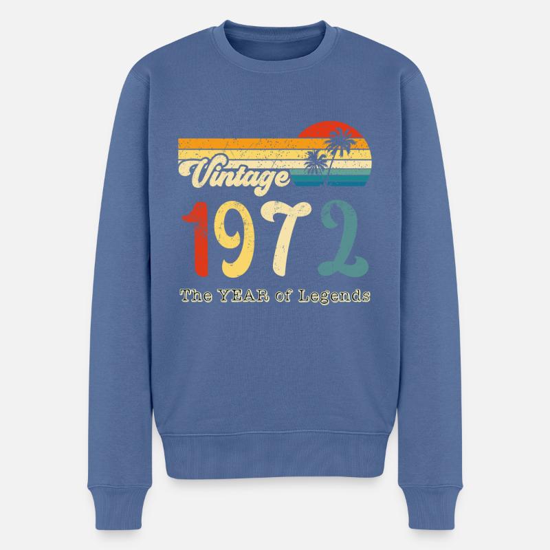 Millésime 1972 - Pull Premium bio Homme - bleu pigeon