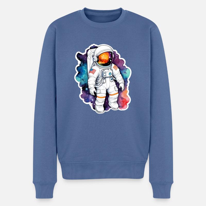 Aquarelle d’astronaute Aquarelle - Pull Premium bio Homme - bleu pigeon
