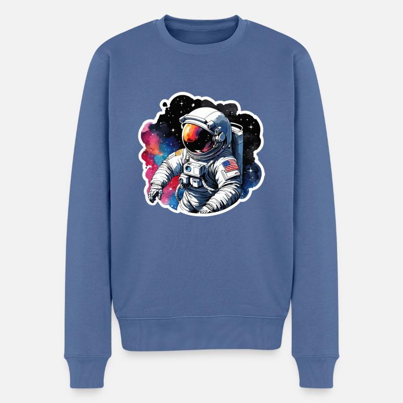 Astronaut Wasserfarben Aquarell - Männer Premium Bio Pullover - Taubenblau