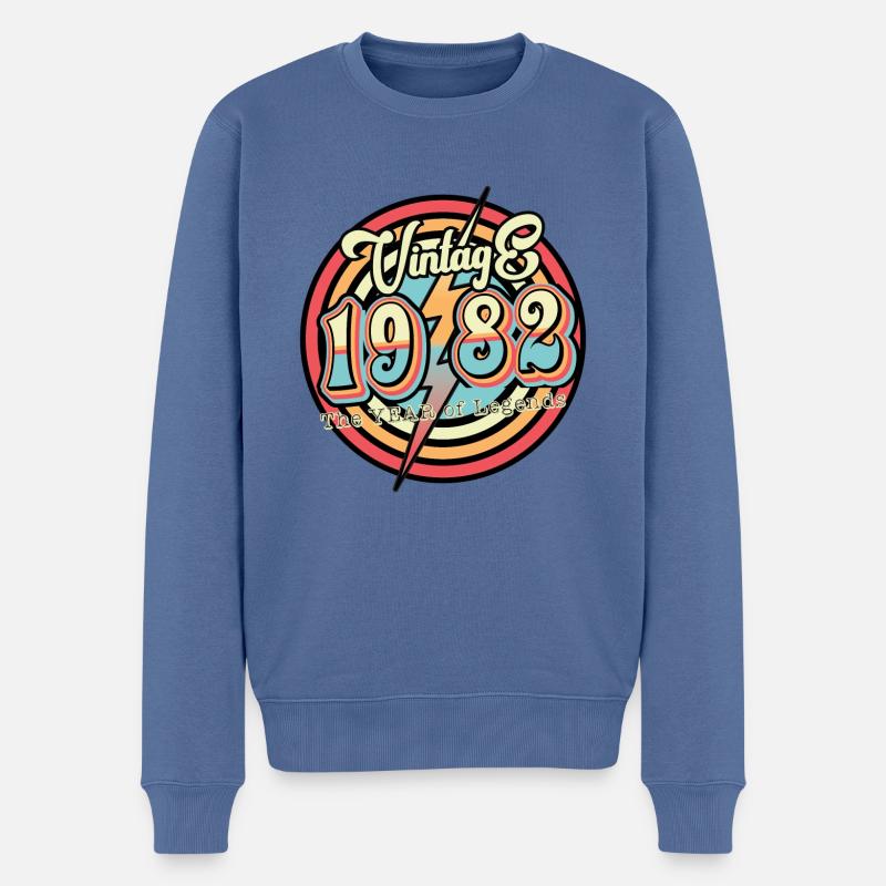 Millésime 1982 - Pull Premium bio Homme - bleu pigeon