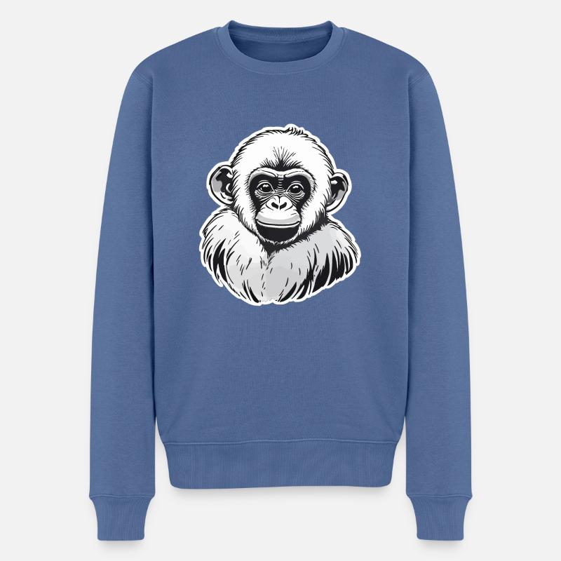 Affe Wasserfarben - Männer Premium Bio Pullover - Taubenblau