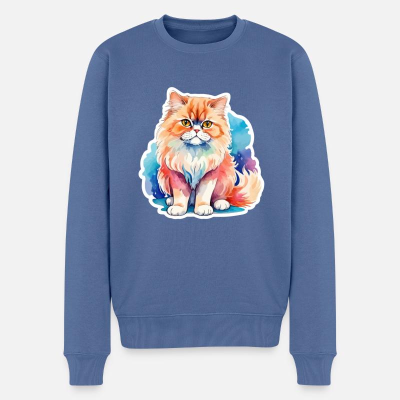 Aquarelles de chat persan - Pull Premium bio Homme - bleu pigeon