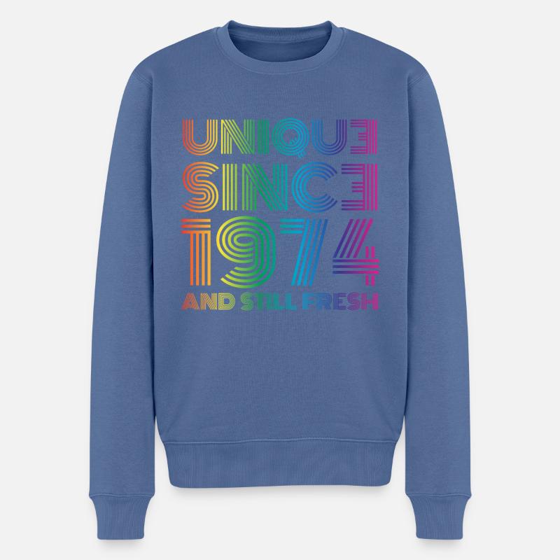 1974 Geburtstag - Männer Premium Bio Pullover - Taubenblau