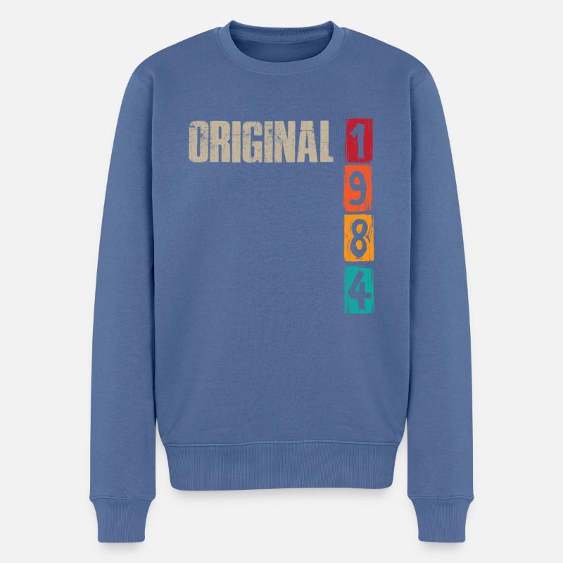 1984 Vintage - Männer Premium Bio Pullover - Taubenblau