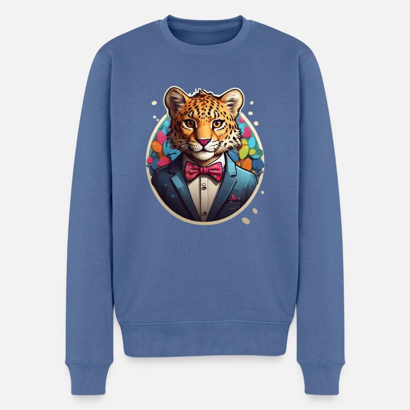 Lustiges Comic Tiger - Männer Premium Bio Pullover - Taubenblau