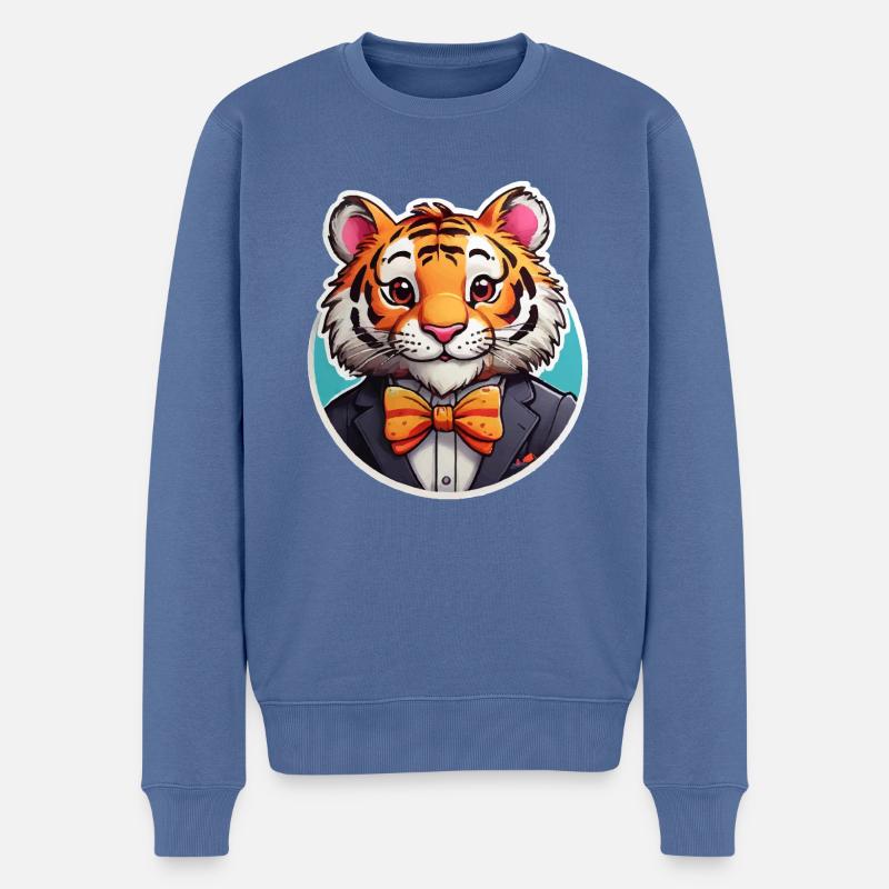 Drôle de tigre comique - Pull Premium bio Homme - bleu pigeon