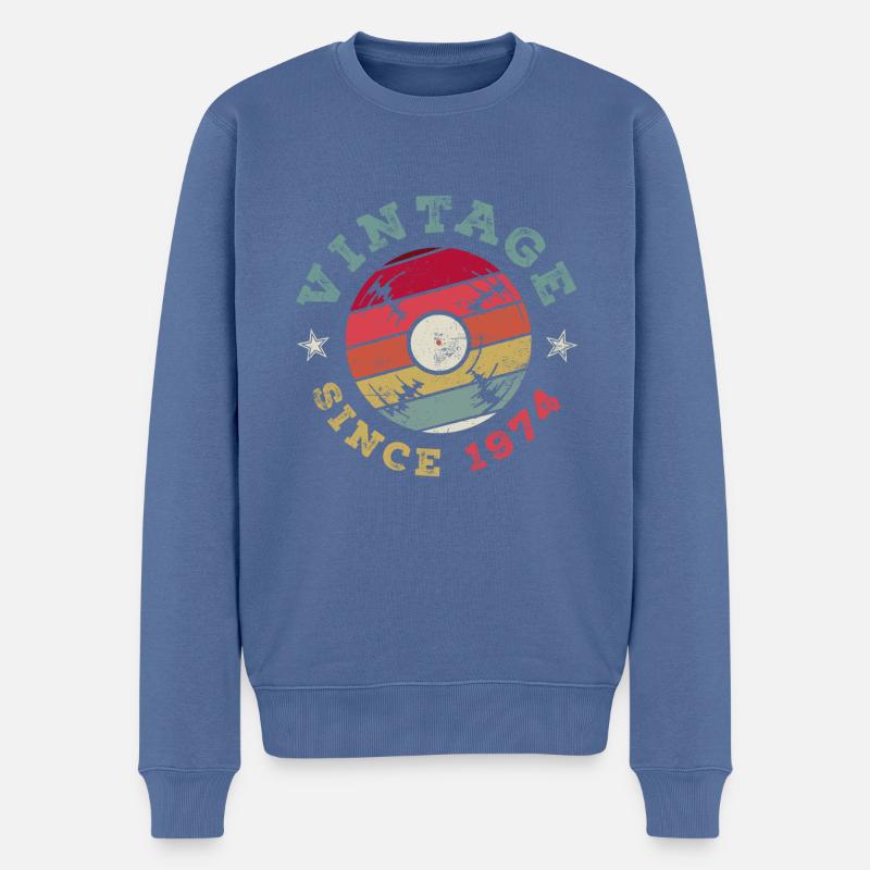 Millésime 1974 - Pull Premium bio Homme - bleu pigeon
