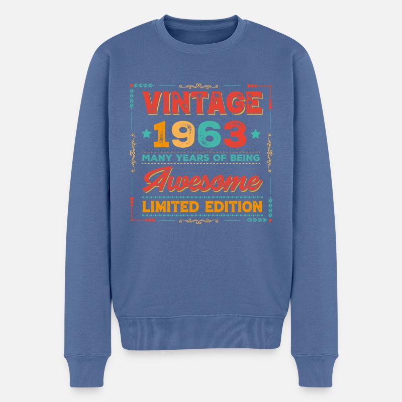 Millésime 1963 - Pull Premium bio Homme - bleu pigeon